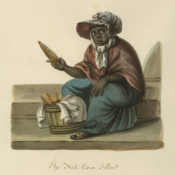 Nicolino Calyo. The Hot Corn Seller. Ca. 1840-1844. Print Archives. The Museum of the City of New York.