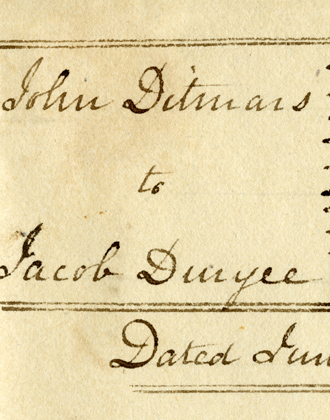 [Slave bill of sale]. 1825. John Ditmars and Jacob Duryee slave bill of sale. 1977.583. Brooklyn Historical Society.