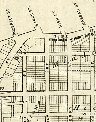 Detail from The Village of Brooklyn in 1816. Jeremiah Lott. 1816. B P-1816 (1816--?).Fl. Brooklyn Historical Society.