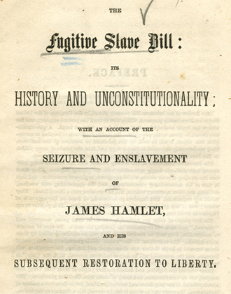 The Fugitive slave bill its history and unconstitutionality. William Harned. 1850. Slavery pamphlet collection. PAMP AFAS-3. Brooklyn Historical Society.
