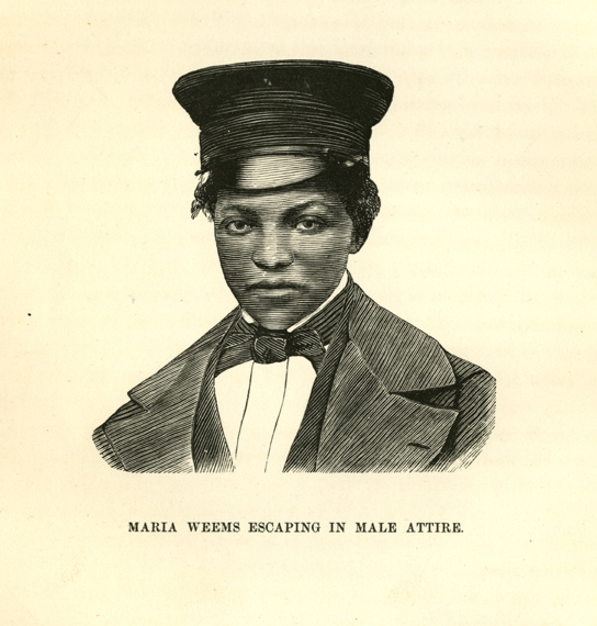 Ann Maria Weems dressed as Joe Wright. The underground rail road. William Still. 1872. Slavery pamphlet collection. PAMP StillW-1. Brooklyn Historical Society.